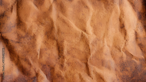 Aged Old Paper Texture Background. Rustic vintage paper folded in four. Brown crumpled and folded parchment vintage paper sheet with space for text. 