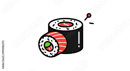 Sushi roll illustration on white background