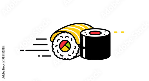 Sushi roll illustration on white background