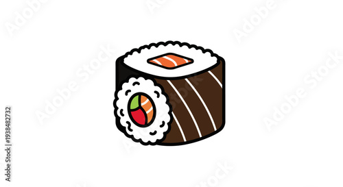 Sushi roll illustration on white background