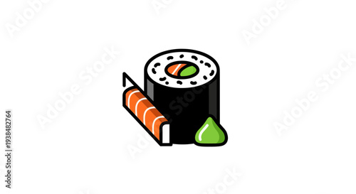 Sushi roll illustration on white background
