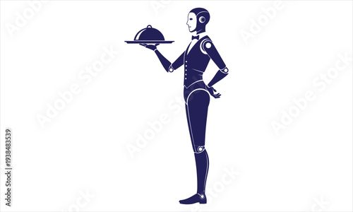 Robot waiter serving food with modern elegance
