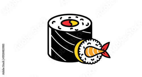 Sushi roll illustration on white background