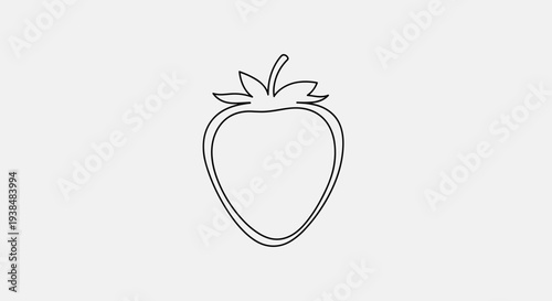 Simple Line Art Drawing of a Fresh Strawberry.
