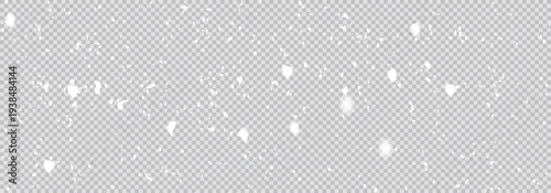 Winter Background with Falling Snow Isolated on panorama view transparent Background