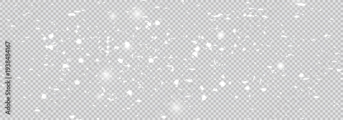 Image of snow falling over transparent background. Season and winter interface concept image. Falling down real snowflakes