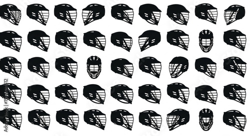 Collection of Hockey Helmets in Various Styles and Angles.