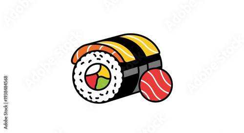 Sushi roll illustration on white background