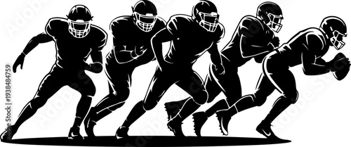 American Football Player Silhouette Set