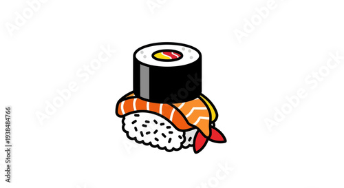 Sushi roll illustration on white background