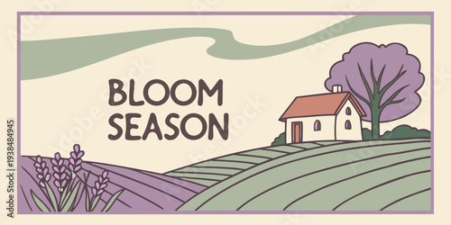 A vibrant illustration of a house surrounded by blooming flowers during spring season Vector