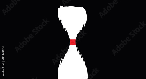 Abstract hourglass silhouette with red stripe on black background, time concept