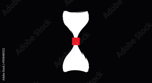 Abstract hourglass symbol with red center on black background