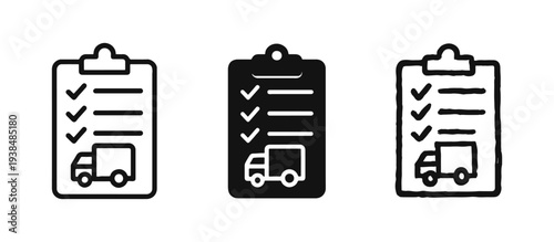 Delivery Checklist and Logistics Icon Set for Shipping and Order Tracking