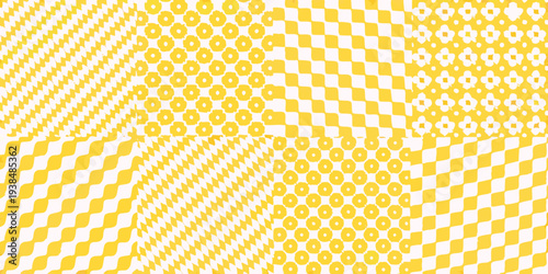 A vibrant yellow floral pattern with waves and varying density