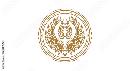 Golden Phoenix Emblem on White Background