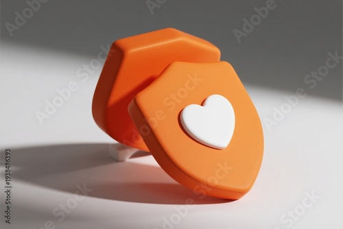 Orange shield with white heart symbol