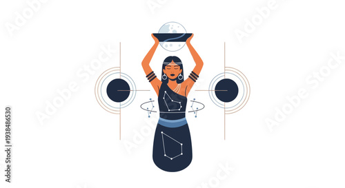 Celestial Woman Holding Moon, Astrology, Cosmos, Mysticism, Esoteric