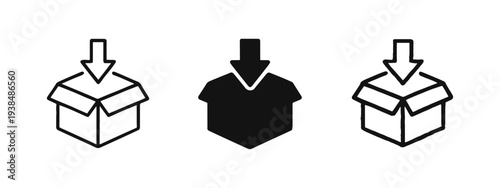 Download and Input Box Icons - Package Delivery, Unpacking, and E-commerce