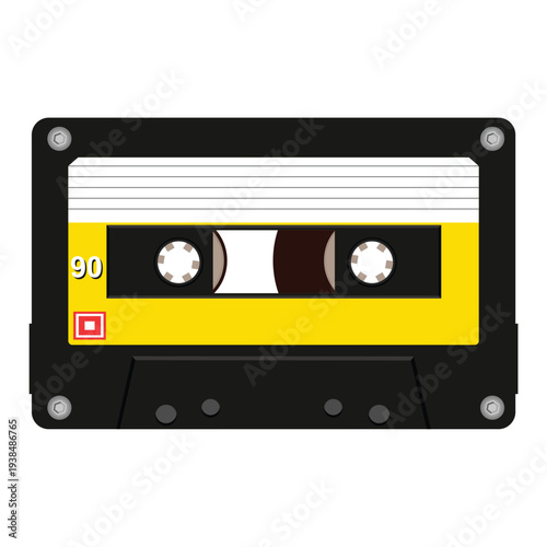 Retro Cassette Tape in flat style on white whit background