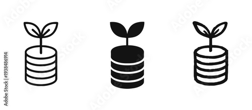 Financial Growth and Investment Icons - Money Tree, Savings, and Capital Development