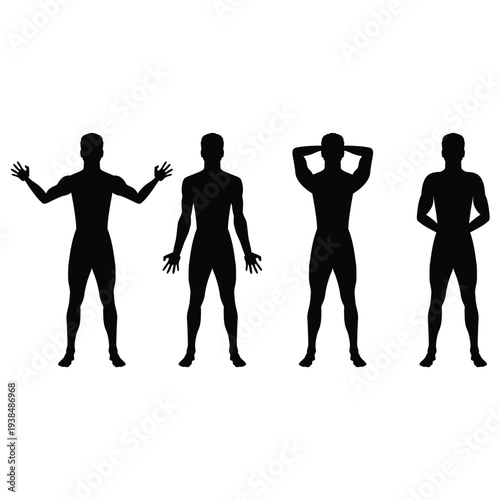 Set of man silhouettes in different positions