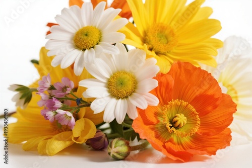 Colorful flower bouquet with daisies and poppies