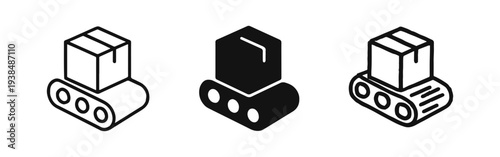 Conveyor Belt and Package Icons - Industrial Automation and Logistics Workflow
