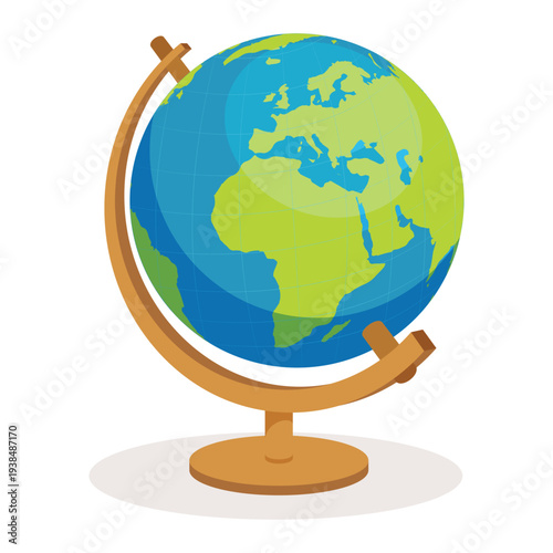 World globe with stand clipart for geography school lessons