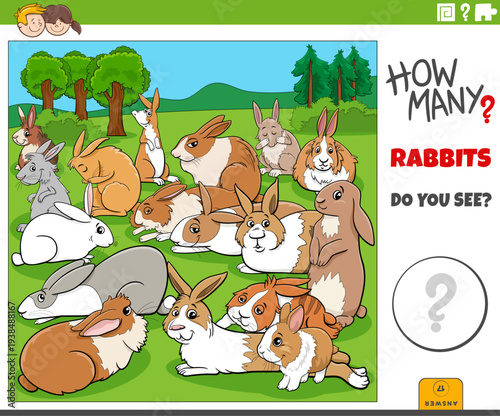 counting cartoon rabbits animal characters educational puzzle