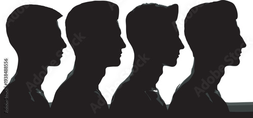 Grid of black silhouettes of men and women seated on different chairs in varied postures, illustrating ergonomic seating positions, workplace design, and diverse furniture styles for creative