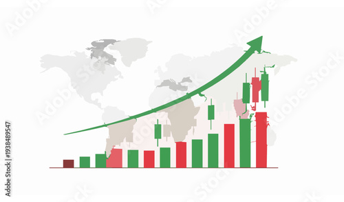 Bullish Stock Market Candlestick Chart Uptrend Finance Trading Vector Illustration