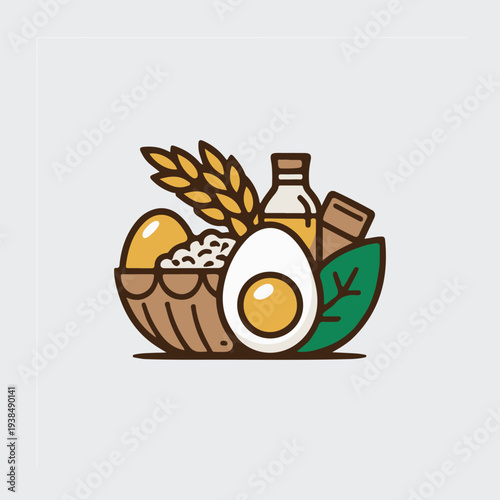 vector illustration of a food items in basket