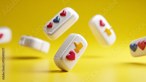 Engaging Social Media Icons on Bright Yellow Background