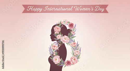 International Women's Day celebration with floral silhouette