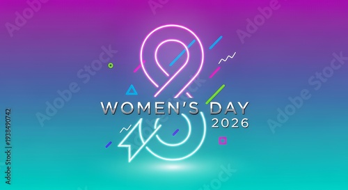 Vibrant Women's Day 2026 celebration with modern neon design elements