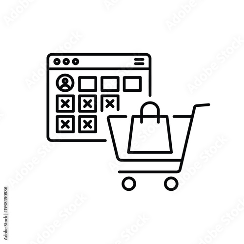 Online Shopping Calendar and Shopping Cart Icon.