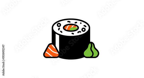 Sushi roll illustration with wasabi