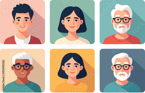 volto avatar  persone  icone uomo donna  ragazzo ragazza vari caratteri icon vettoriale