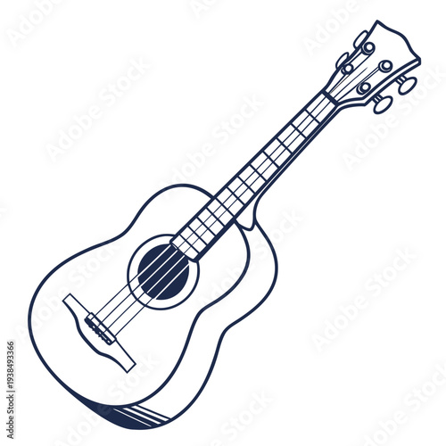 A detailed illustration of a classical acoustic guitar with a wooden body and strings Vector
