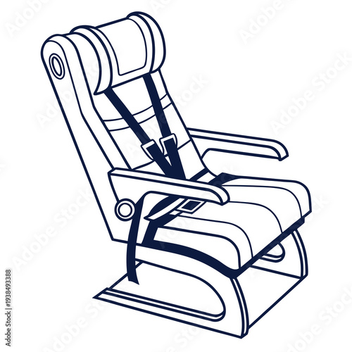 A modern recliner chair with a headrest and footrest extended for relaxation. Vector