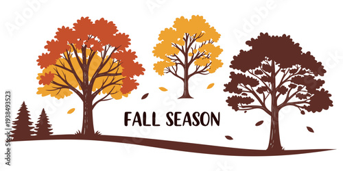 A vibrant autumn scene with colorful trees and a serene landscape Vector