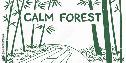 A serene forest scene with a calm and peaceful atmosphere, inviting relaxation and tranquility. Vector