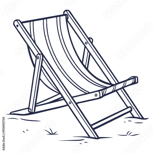 A simple sketch of a deck chair, perfect for relaxing by the pool or beach. Vector