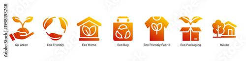 Green Living web banner icon vector illustration with Go Green,Eco Friendly,Eco Home,Eco Bag,Eco Friendly Fabric,Eco Packaging,and House icons supporting sustainable lifestyle choices.