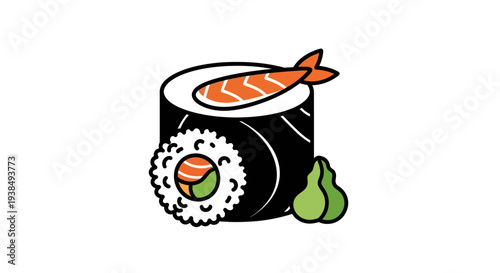 Sushi roll with shrimp and wasabi