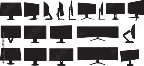 Silhouettes of various plants and office supplies on shelves, depicting a workspace with decorative elements