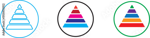 triangular pyramid colorful icon.5 level Triangular pyramid colorful icon. Pyramid infographic set. 