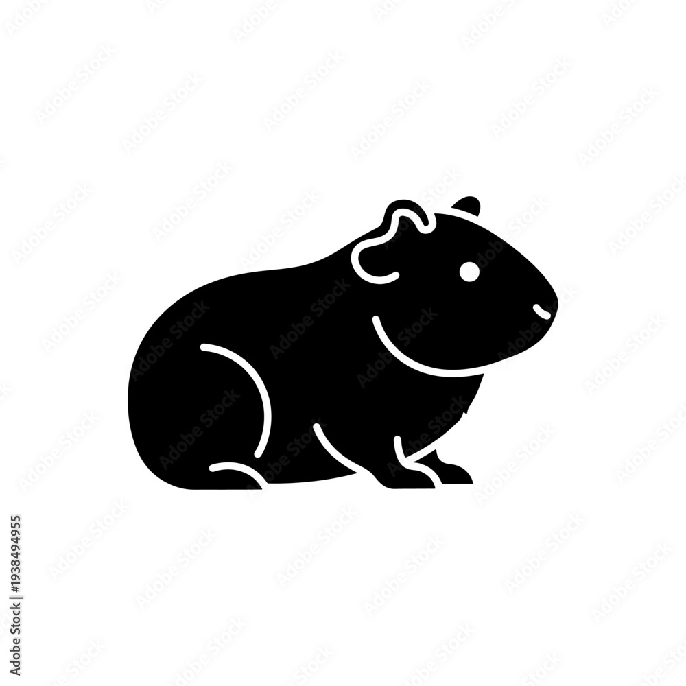Obraz premium A simple black outline depicts a capybara in a striking minimalist silhouette high quality