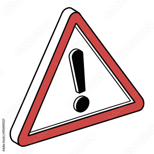 A red and white triangular road sign with an exclamation mark inside Vector